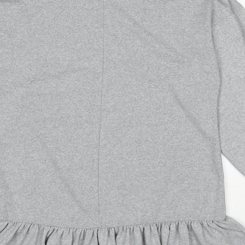 Boohoo Womens Grey Polyester Basic Blouse Size 10 Round Neck