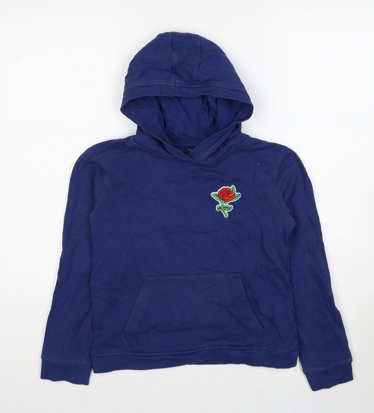 John Lewis Boys Blue Cotton Pullover Hoodie Size 11 Years Pullover - Rose Print