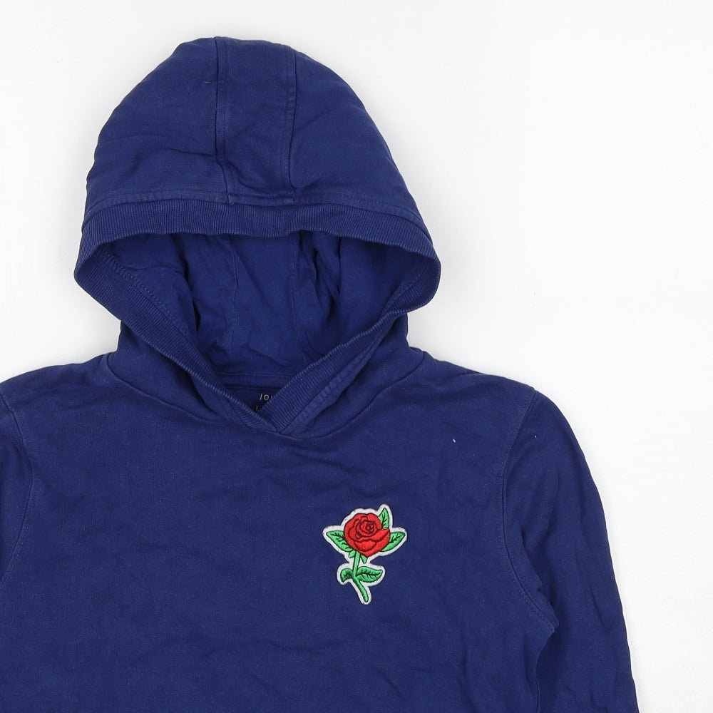 John Lewis Boys Blue Cotton Pullover Hoodie Size 11 Years Pullover - Rose Print