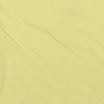 Offshoot Womens Yellow Cotton Basic T-Shirt Size L V-Neck