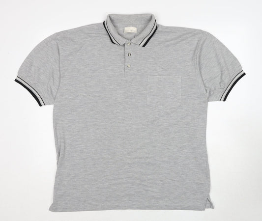 Best Basics Mens Grey Polyester Polo Size L Collared Pullover