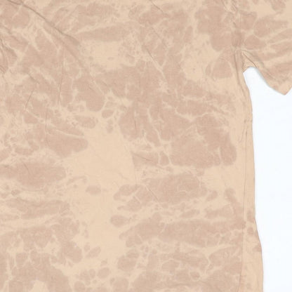 Misspap Womens Beige Cotton Basic T-Shirt Size 6 Round Neck