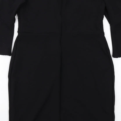 H&M Womens Black Polyester Shift Size M Off the Shoulder Zip