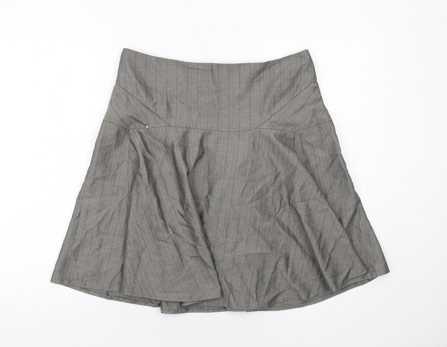Warehouse Womens Grey Geometric Polyester Swing Skirt Size 12 Zip