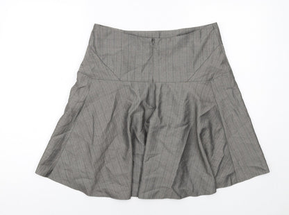 Warehouse Womens Grey Geometric Polyester Swing Skirt Size 12 Zip
