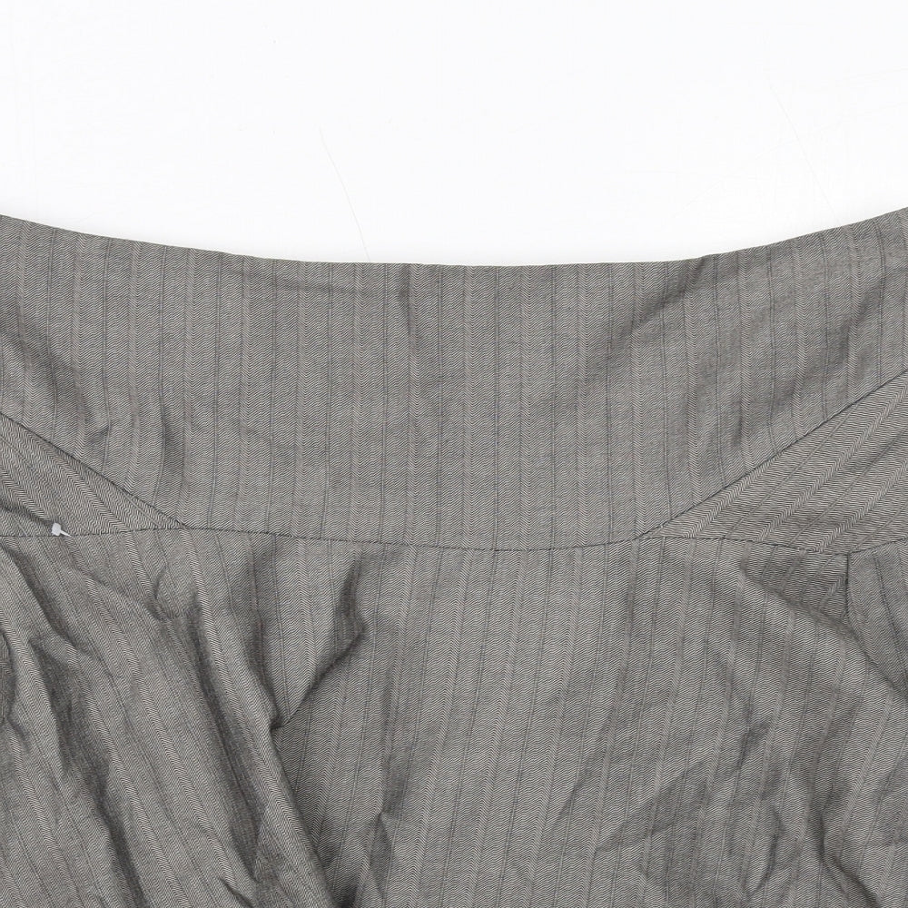 Warehouse Womens Grey Geometric Polyester Swing Skirt Size 12 Zip