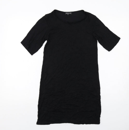 PRETTYLITTLETHING Womens Black Viscose A-Line Size 6 Round Neck Pullover