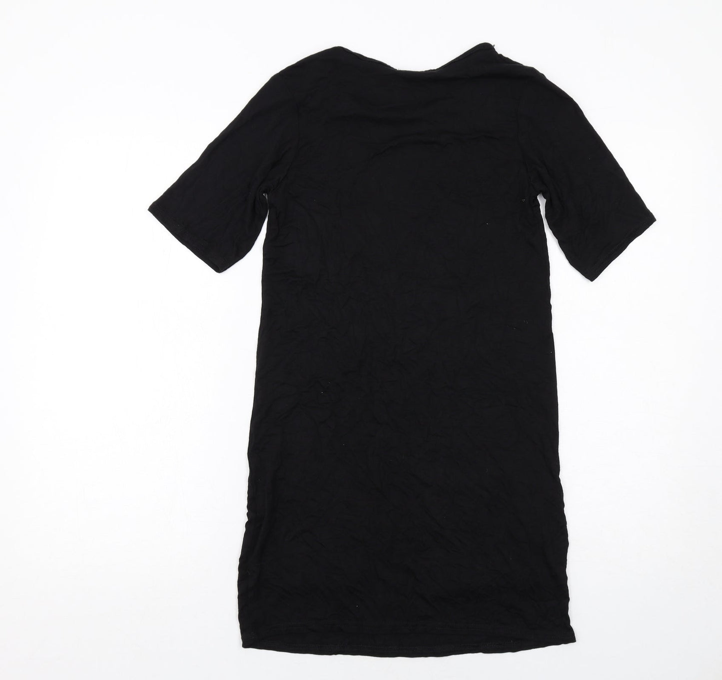 PRETTYLITTLETHING Womens Black Viscose A-Line Size 6 Round Neck Pullover