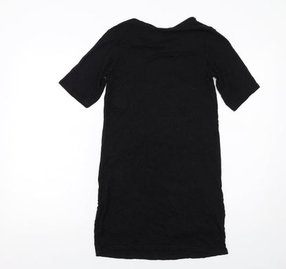 PRETTYLITTLETHING Womens Black Viscose A-Line Size 6 Round Neck Pullover