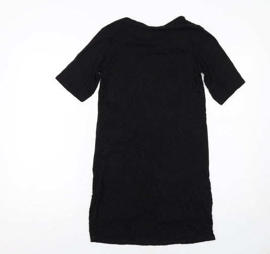 PRETTYLITTLETHING Womens Black Viscose A-Line Size 6 Round Neck Pullover