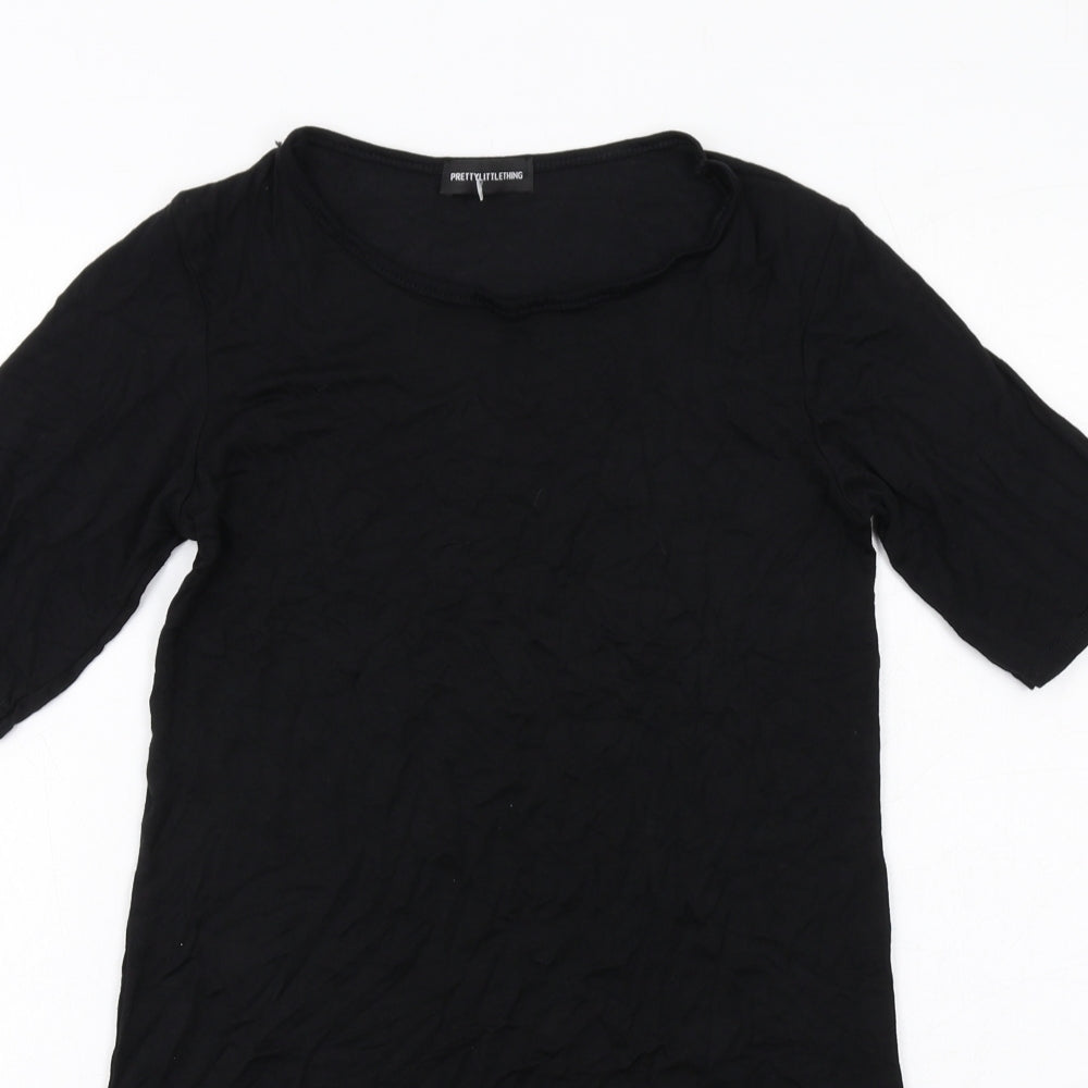 PRETTYLITTLETHING Womens Black Viscose A-Line Size 6 Round Neck Pullover