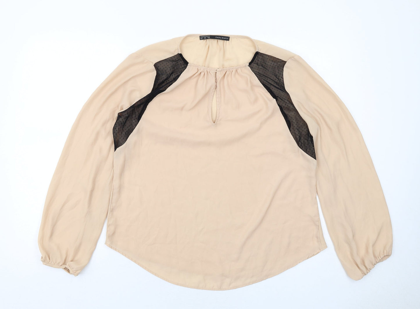 Womens UK Size XL Zara Beige Basic Blouse