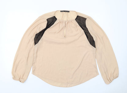 Womens UK Size XL Zara Beige Basic Blouse
