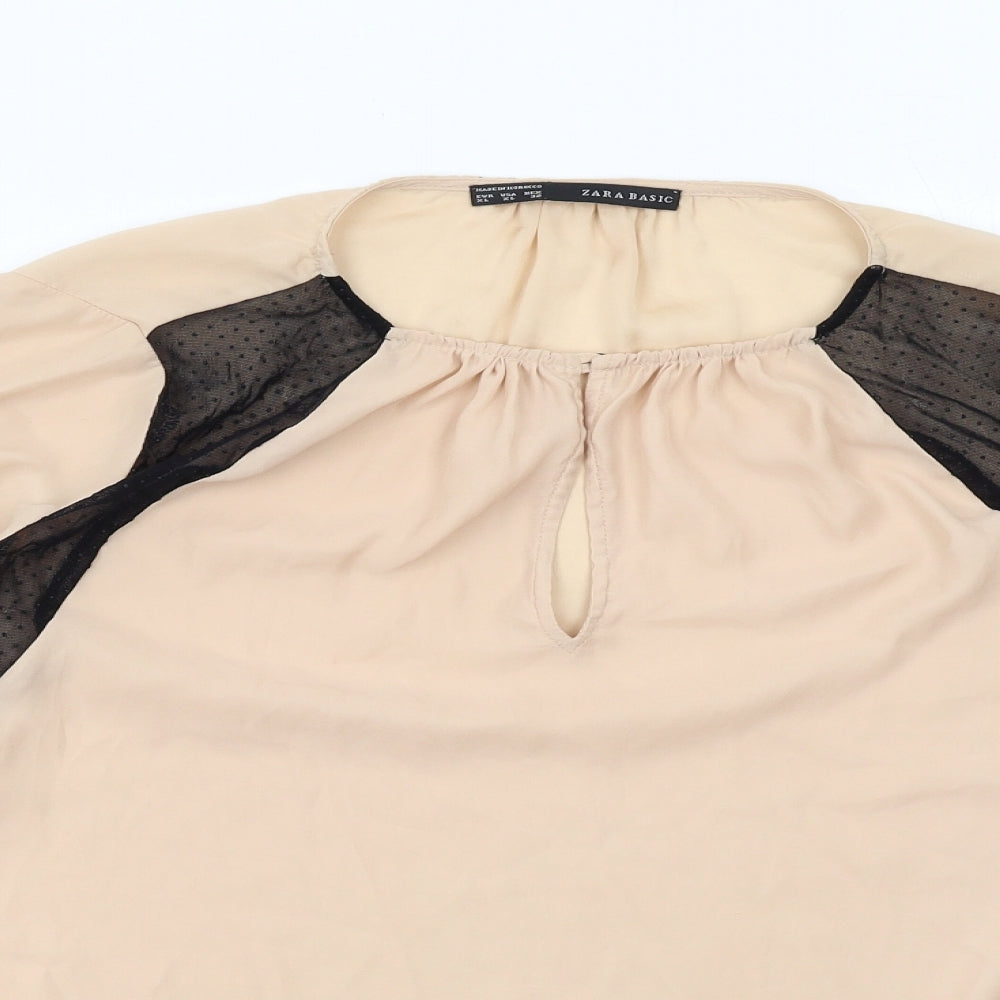 Womens UK Size XL Zara Beige Basic Blouse