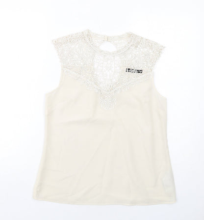 Womens UK Size 12 Oasis Ivory Basic Tank