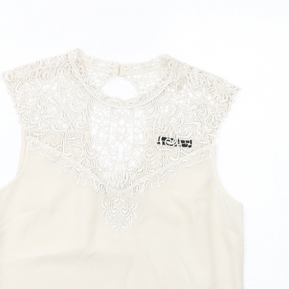 Womens UK Size 12 Oasis Ivory Basic Tank