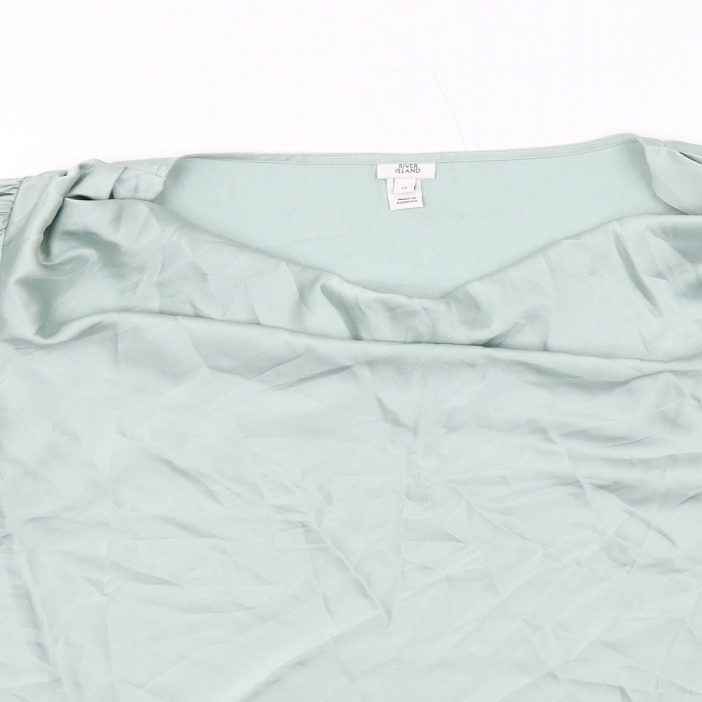 Womens UK Size 14 River Island Green Basic Blouse