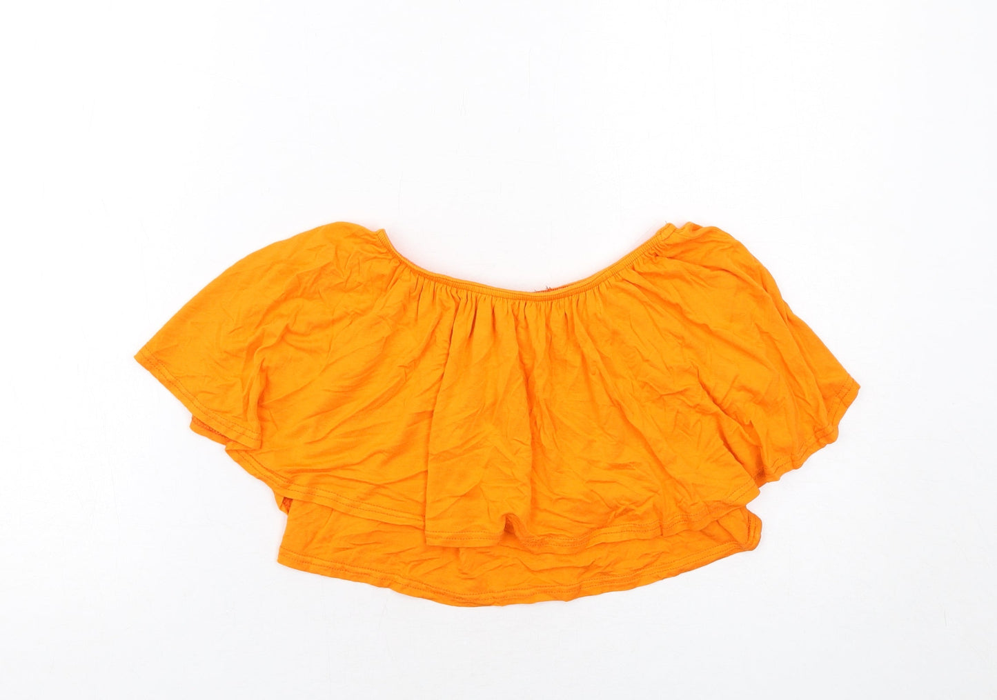 Boohoo Womens Orange Viscose Cropped Blouse Size 8 Round Neck