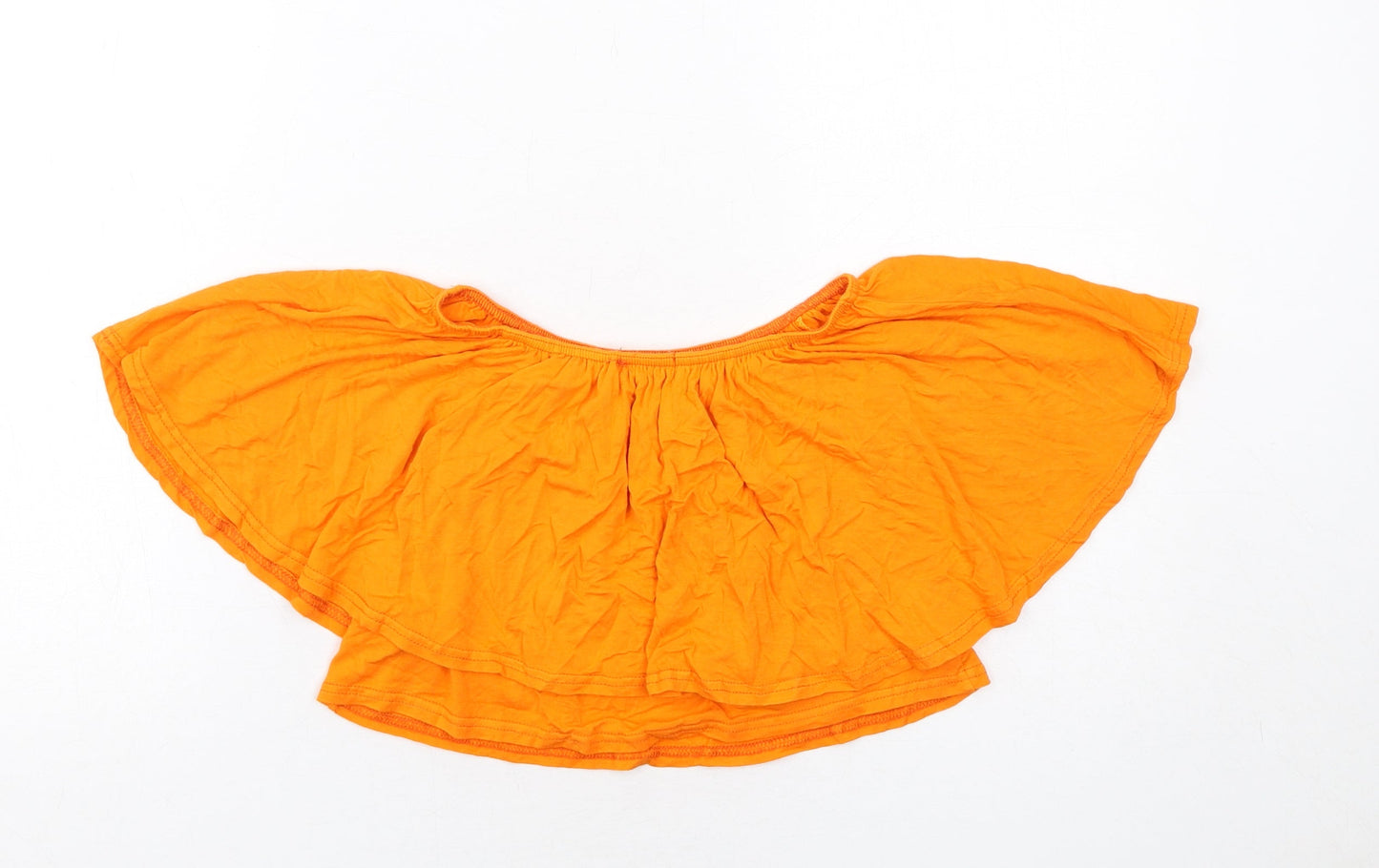 Boohoo Womens Orange Viscose Cropped Blouse Size 8 Round Neck