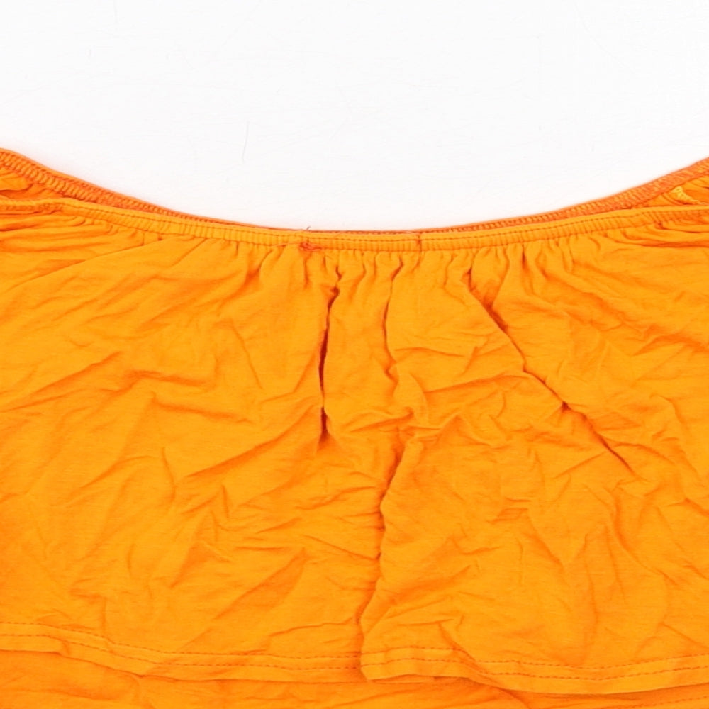 Boohoo Womens Orange Viscose Cropped Blouse Size 8 Round Neck