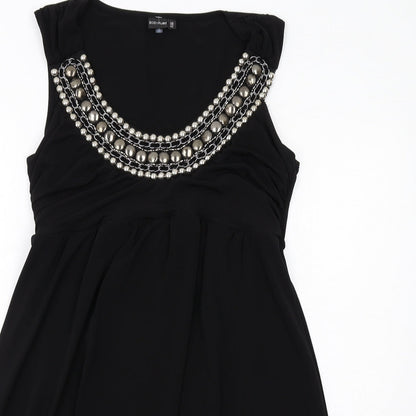 Body Flirt Womens Black Polyester A-Line Size 12 Scoop Neck Pullover - Embellished Neckline