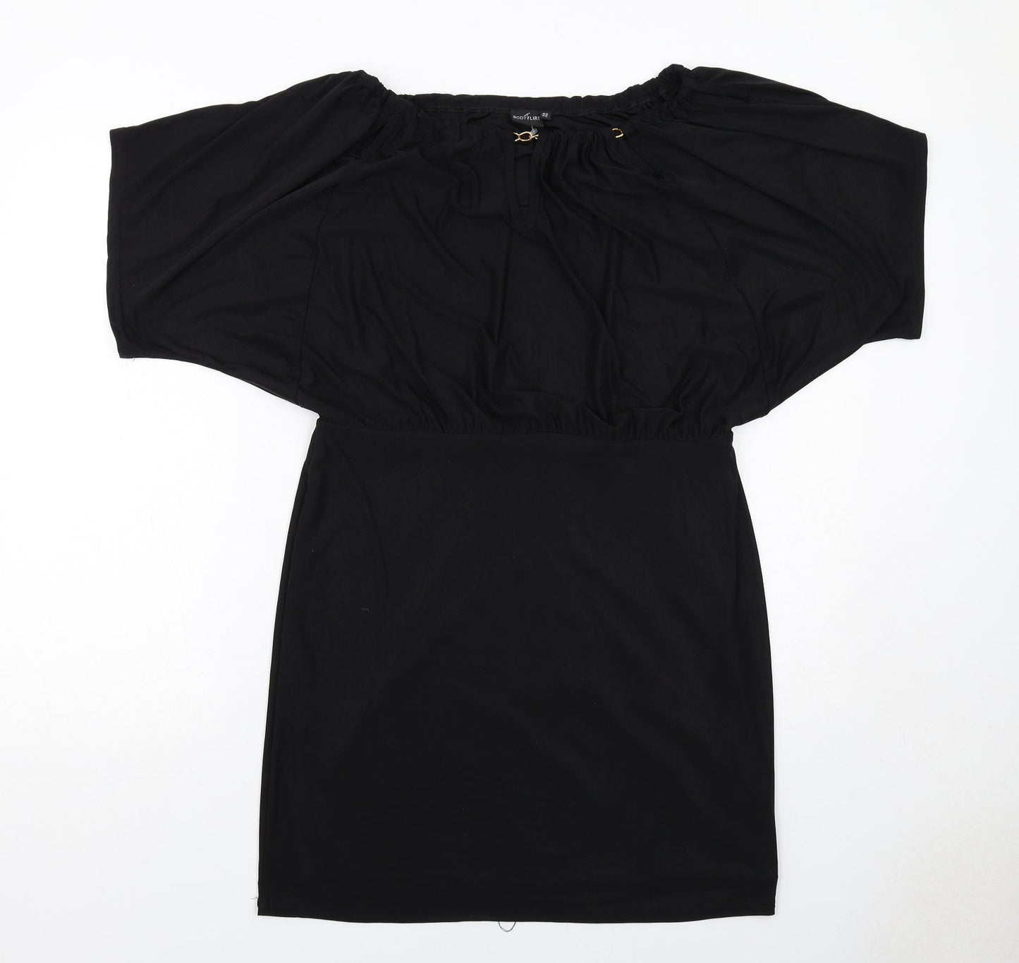 Body Flirt Womens Black Polyester Sheath Size 12 Off the Shoulder Pullover
