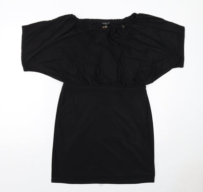 Body Flirt Womens Black Polyester Sheath Size 12 Off the Shoulder Pullover