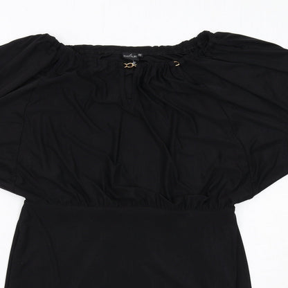 Body Flirt Womens Black Polyester Sheath Size 12 Off the Shoulder Pullover