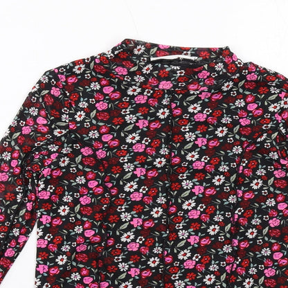 Marks and Spencer Girls Black Floral Polyester Basic T-Shirt Size 10-11 Years Mock Neck Pullover
