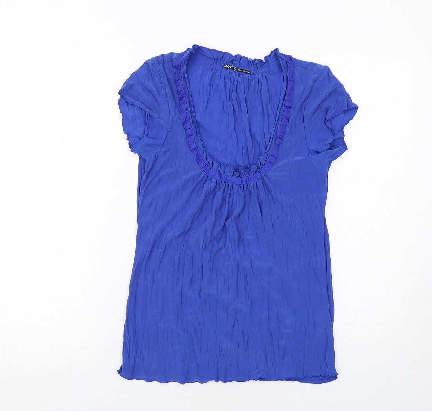 Motto Womens Blue Polyester Basic T-Shirt Size 10 Scoop Neck