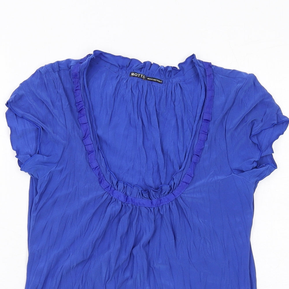 Motto Womens Blue Polyester Basic T-Shirt Size 10 Scoop Neck