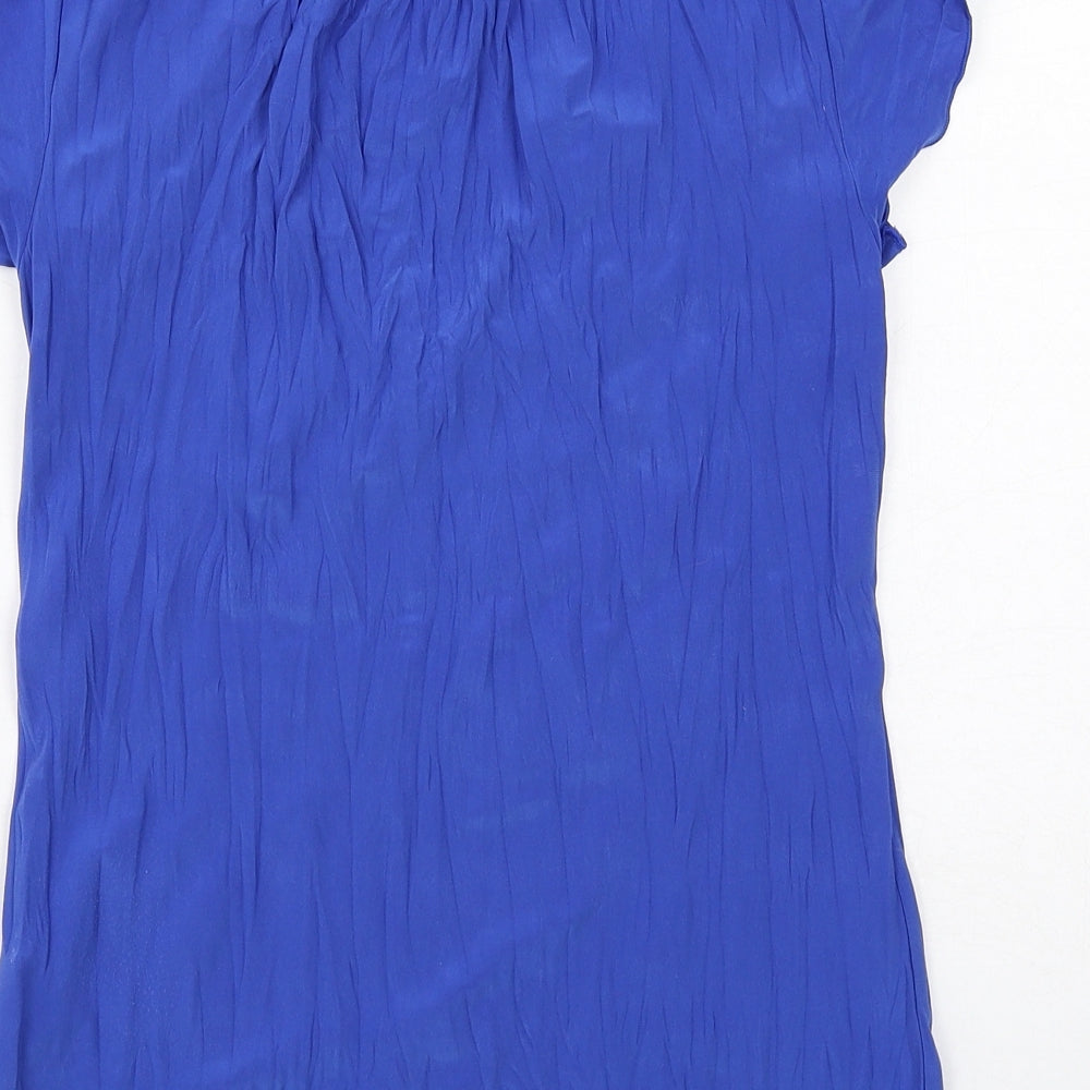 Motto Womens Blue Polyester Basic T-Shirt Size 10 Scoop Neck