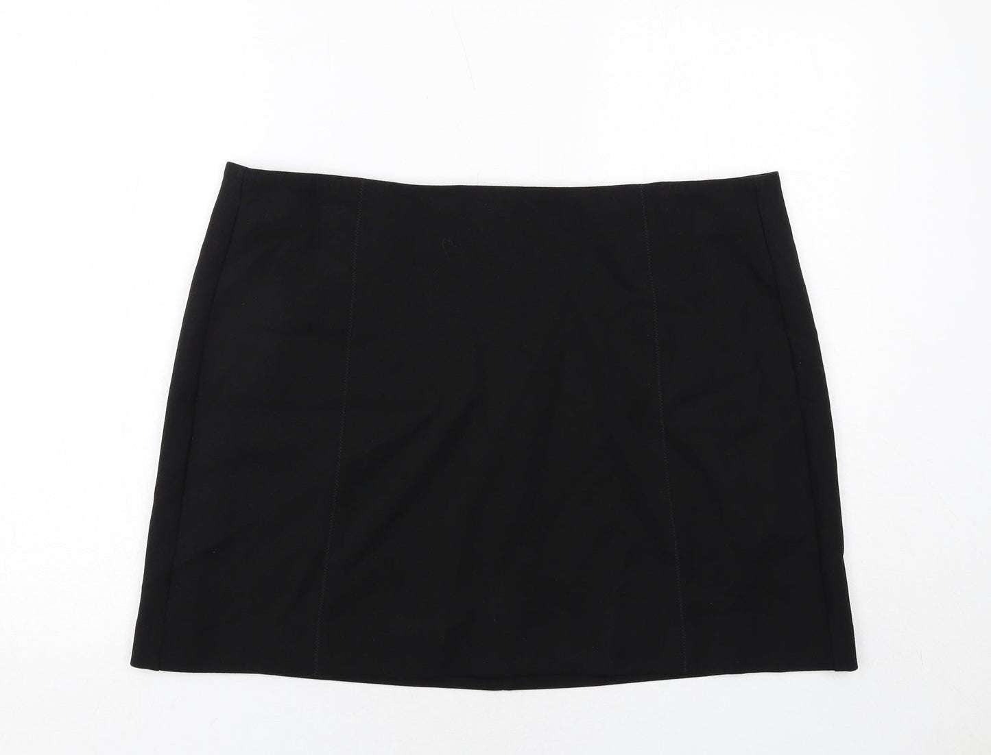 Marks and Spencer Womens Black Polyester A-Line Skirt Size 20 Zip
