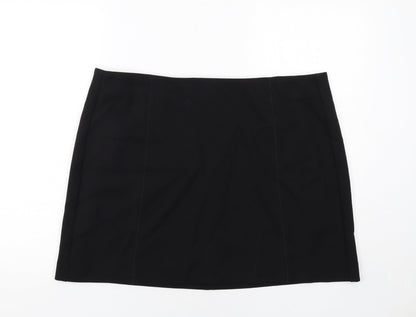 Marks and Spencer Womens Black Polyester A-Line Skirt Size 20 Zip