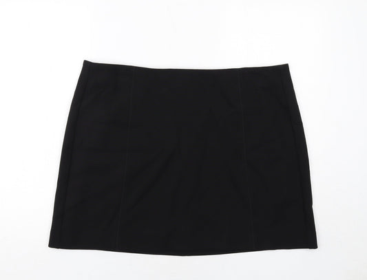 Marks and Spencer Womens Black Polyester A-Line Skirt Size 20 Zip