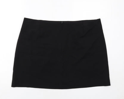 Marks and Spencer Womens Black Polyester A-Line Skirt Size 20 Zip
