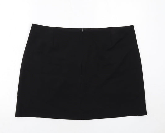 Marks and Spencer Womens Black Polyester A-Line Skirt Size 20 Zip