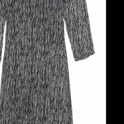New Look Womens Black Geometric Polyester A-Line Size 10 Round Neck Pullover