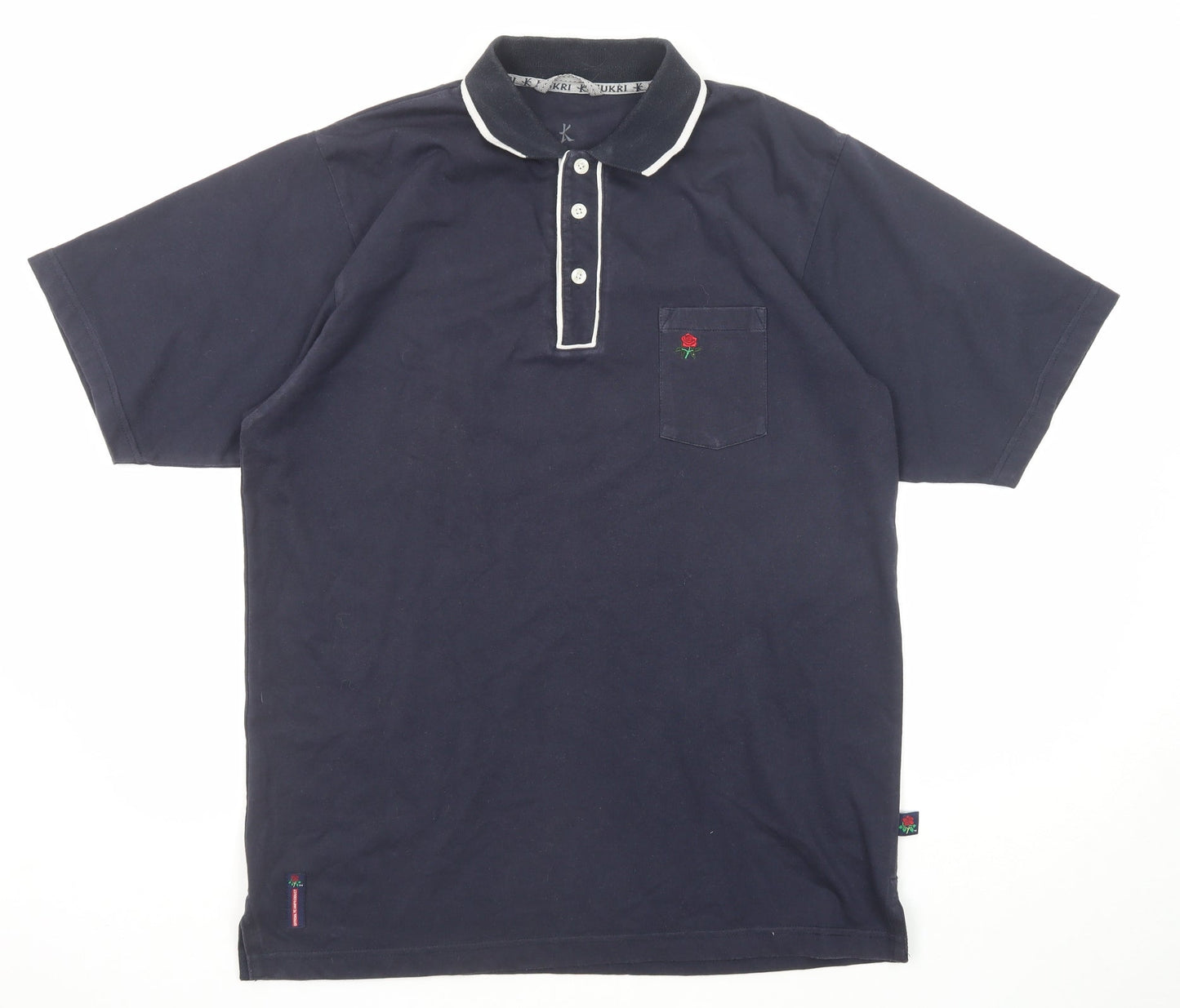 Kukri Mens Blue Cotton Polo Size XL Collared Button