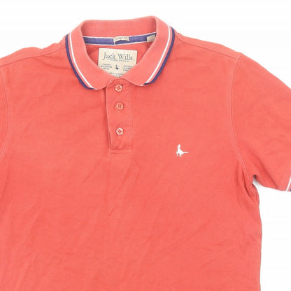 Jack Wills Mens Red Cotton Polo Size XS Collared Button