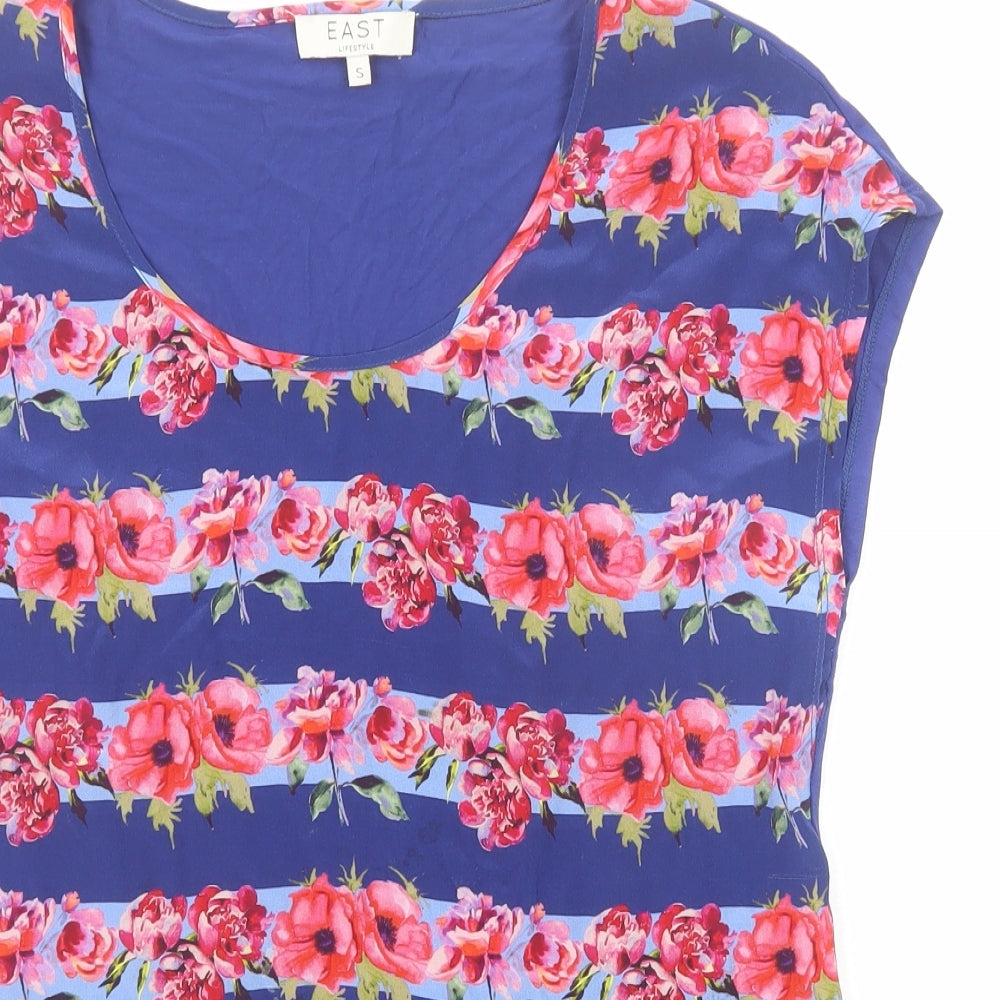 Womens UK Size S EAST Blue Basic T-Shirt