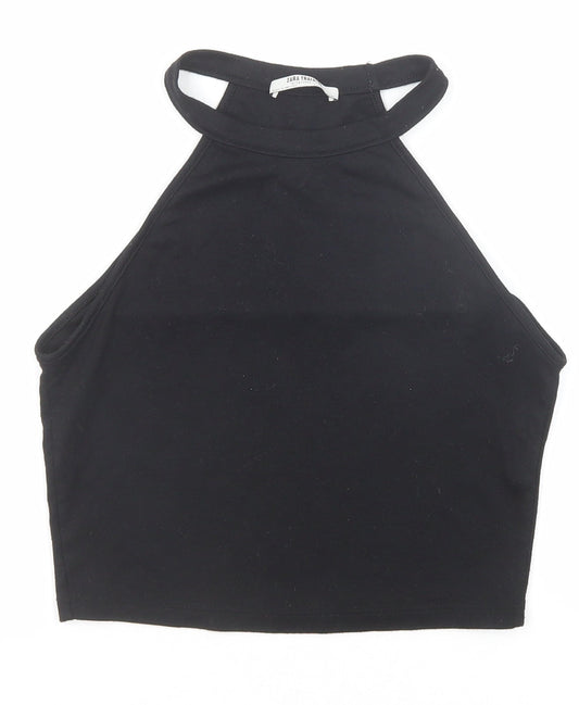 Womens UK Size S Zara Black Cropped Tank
