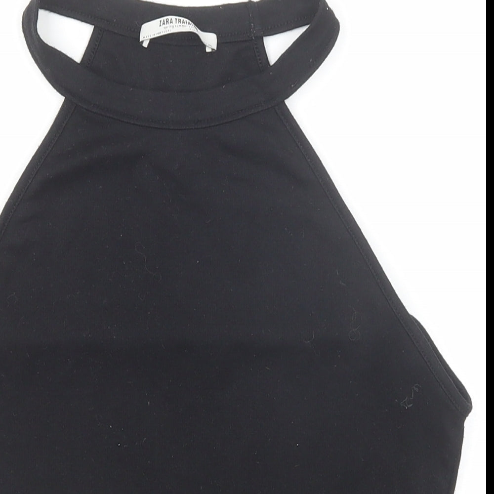 Womens UK Size S Zara Black Cropped Tank