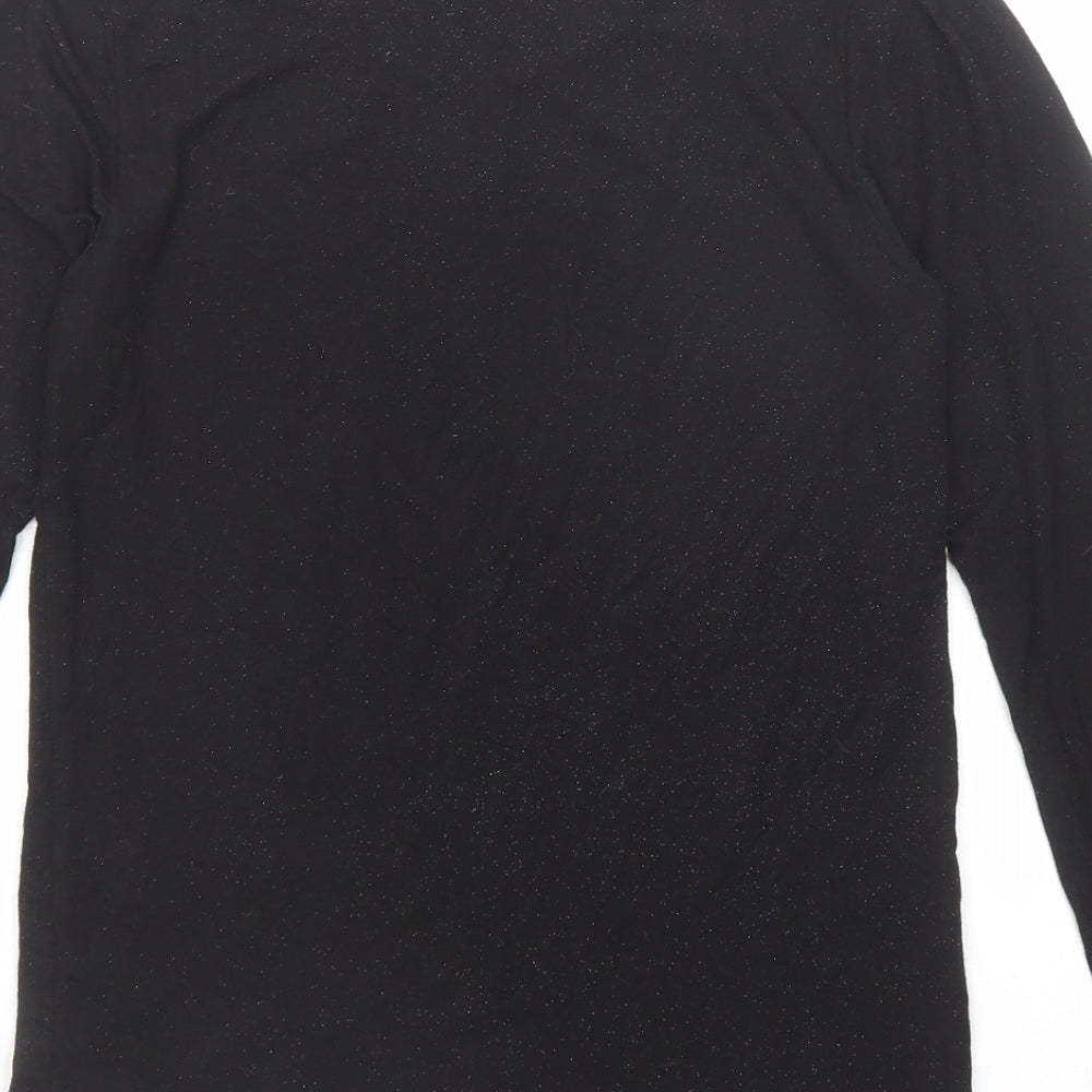 Charnos Womens Black Acrylic Basic T-Shirt Size S Boat Neck - Speckled