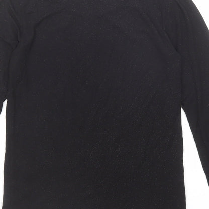 Charnos Womens Black Acrylic Basic T-Shirt Size S Boat Neck - Speckled