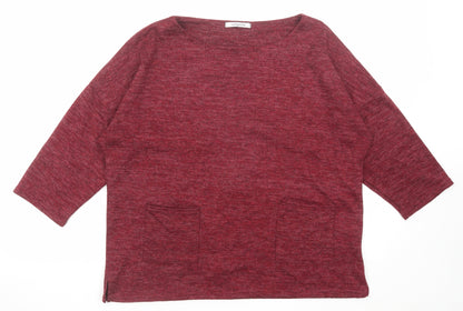 Simply Stock Shop Womens Red Polyester Basic Blouse Size 14 Boat Neck