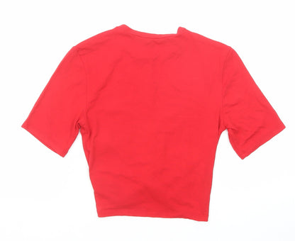 Womens UK Size XS Divided by H&M Red Basic T-Shirt