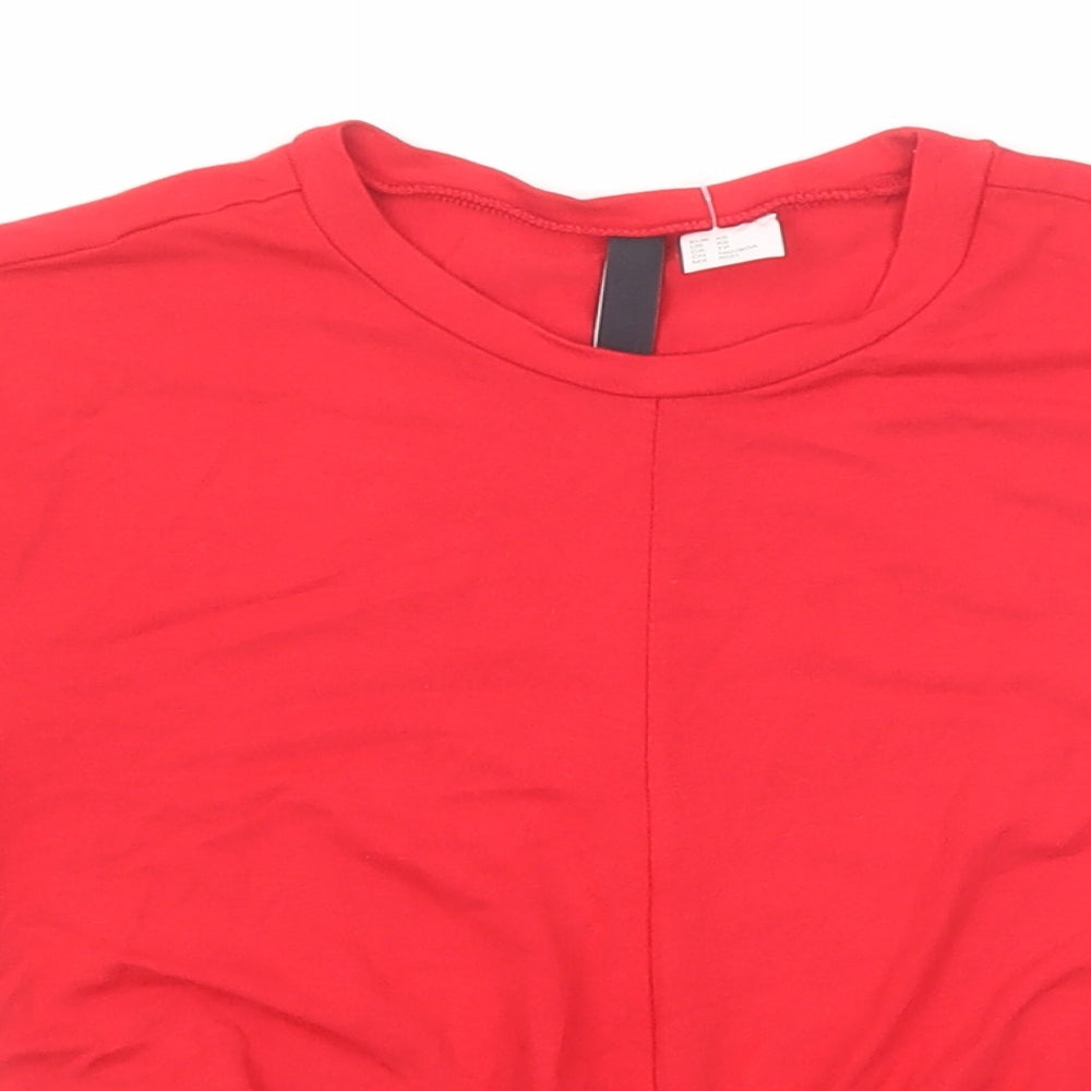 Womens UK Size XS Divided by H&M Red Basic T-Shirt
