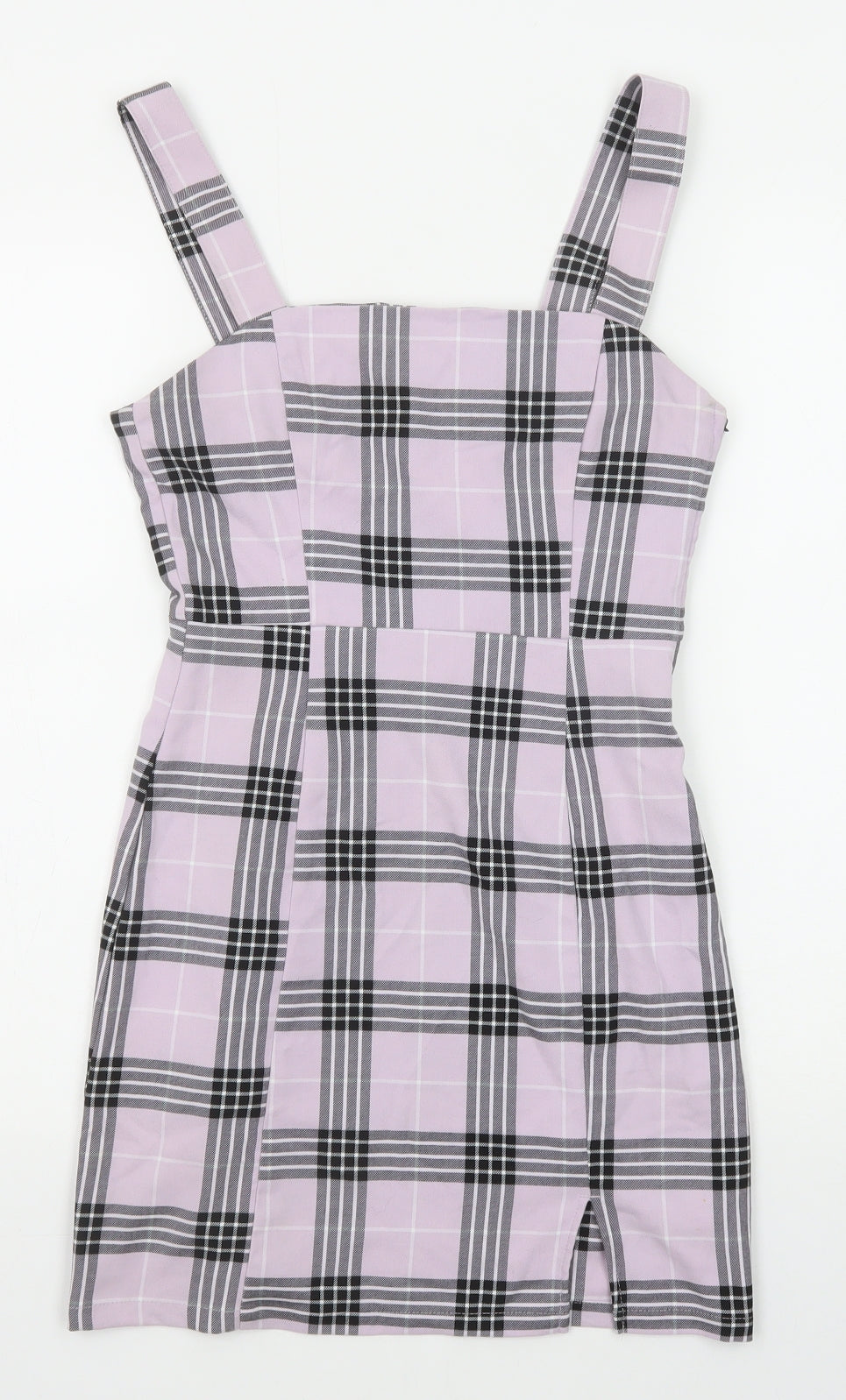 Divided by H&M Womens Purple Plaid Polyester Tank Dress Size 6 Square Neck Zip