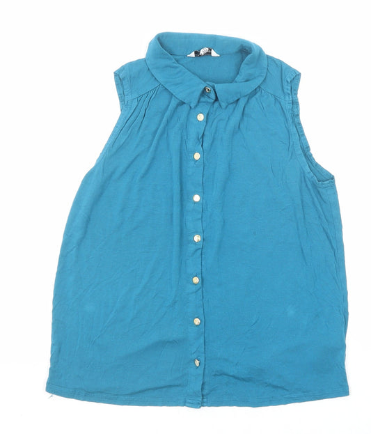 Womens UK Size 12 New Look Blue Basic Button-Up